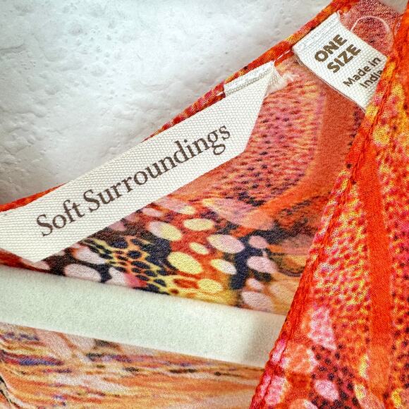 Soft Surroundings Womens Flowy Caftan One Size Lightweight Summer Orange - Picture 2 of 7